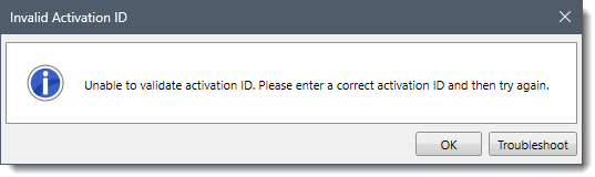 Invalid Activation ID error message