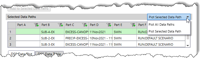 Selected Data Paths section dropdown