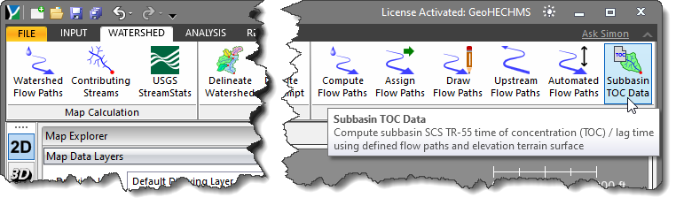 Subbasin TOC Data command