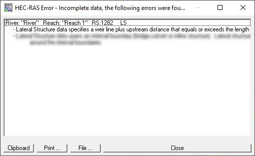 Lateral structure data specifies a weir line
