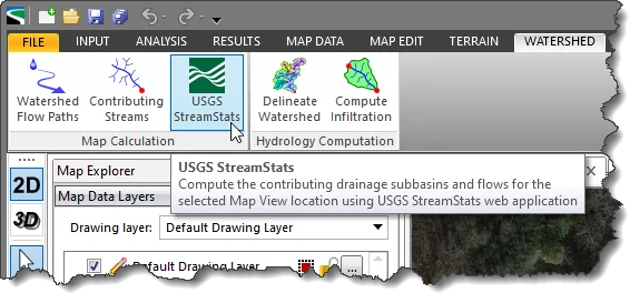 USGS StreamStats command in GeoHECRAS