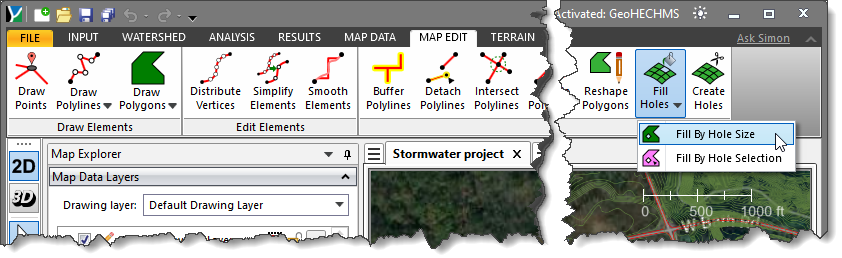 Fill By Hole Size command