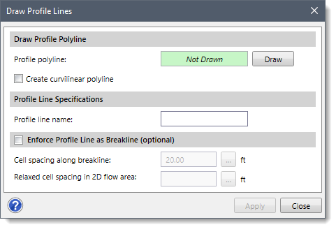 Draw Profile Lines dialog box 