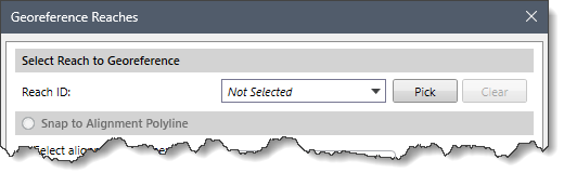 Select Reach to Georeference section