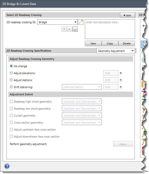 Geometry Adjustment panel