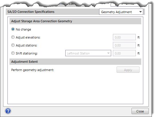 Geometry adjustment panel