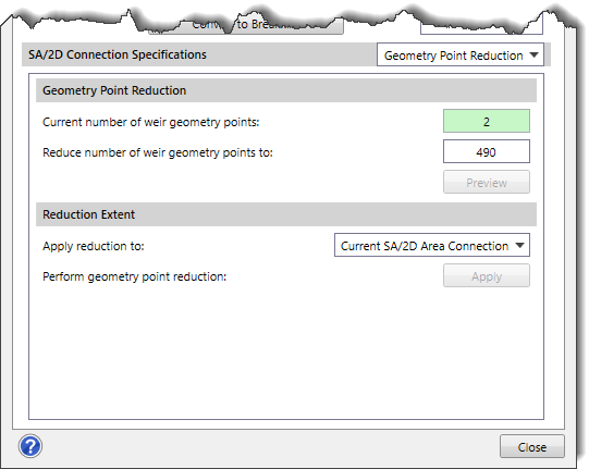 Geometry Point Reduction panel
