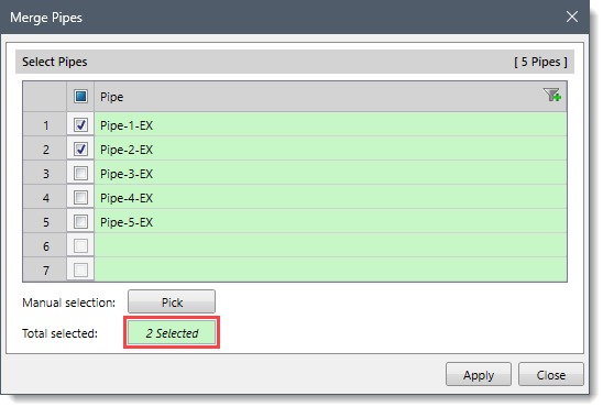 Total selected read-only field
